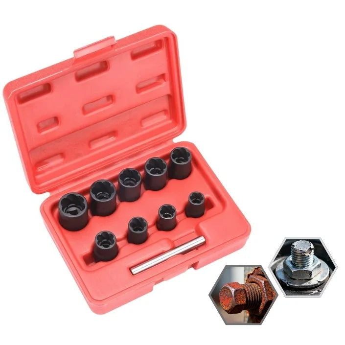 3/8" Industrial Grade Stripped Screw Extractor Twist Sockets Punch Bar 10 Pcs OEM/ODM for DIY Automotive Rusty Nut Removal