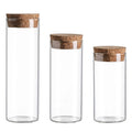 Clear Empty Cylinder Glass Jar with Cork Lid for Dried Flower Food Storage