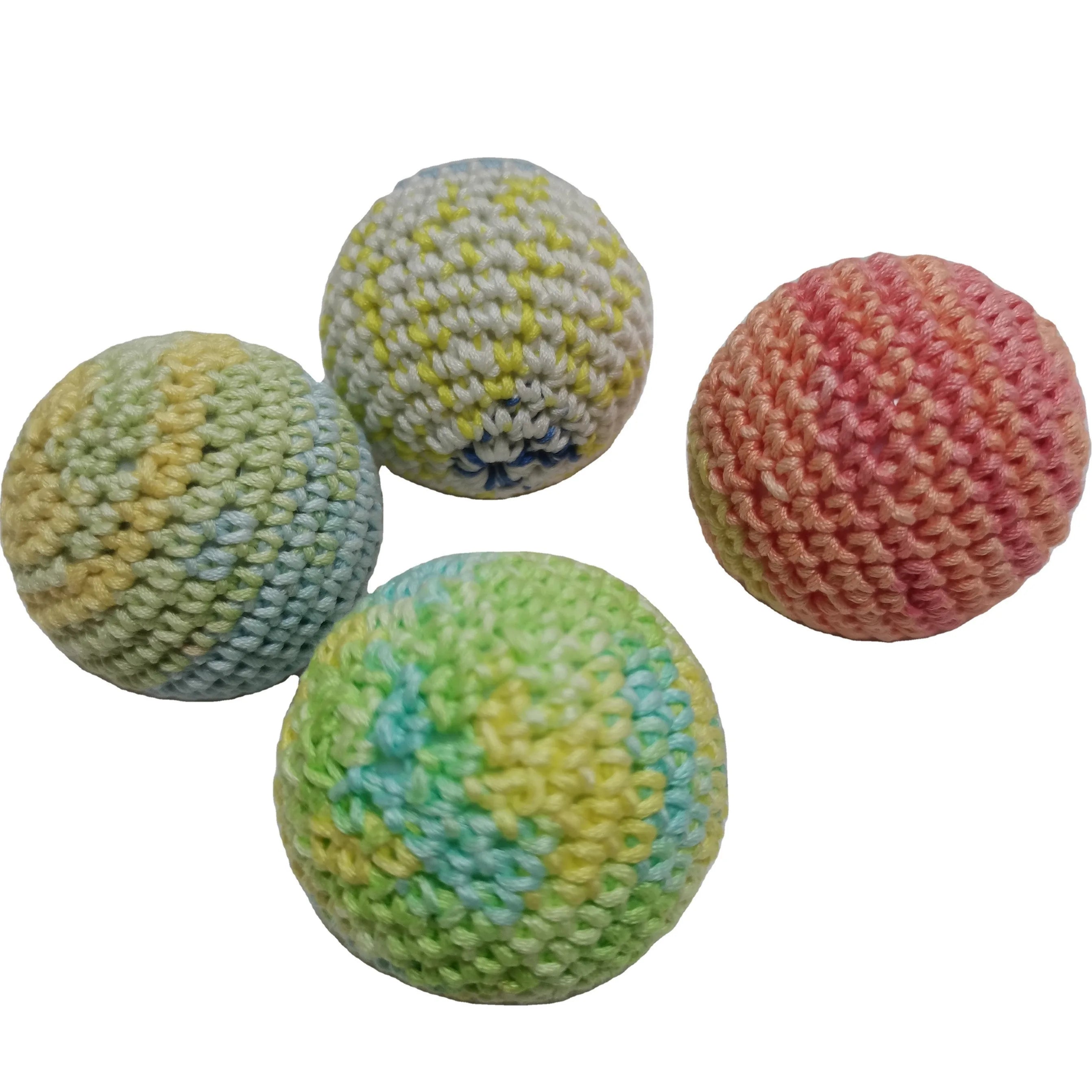 Modern Classic Eco-Friendly Cat Toy Ball Colorful Crochet Bell Sound Custom Training Yarn Toy China Factory for Pet Supplies