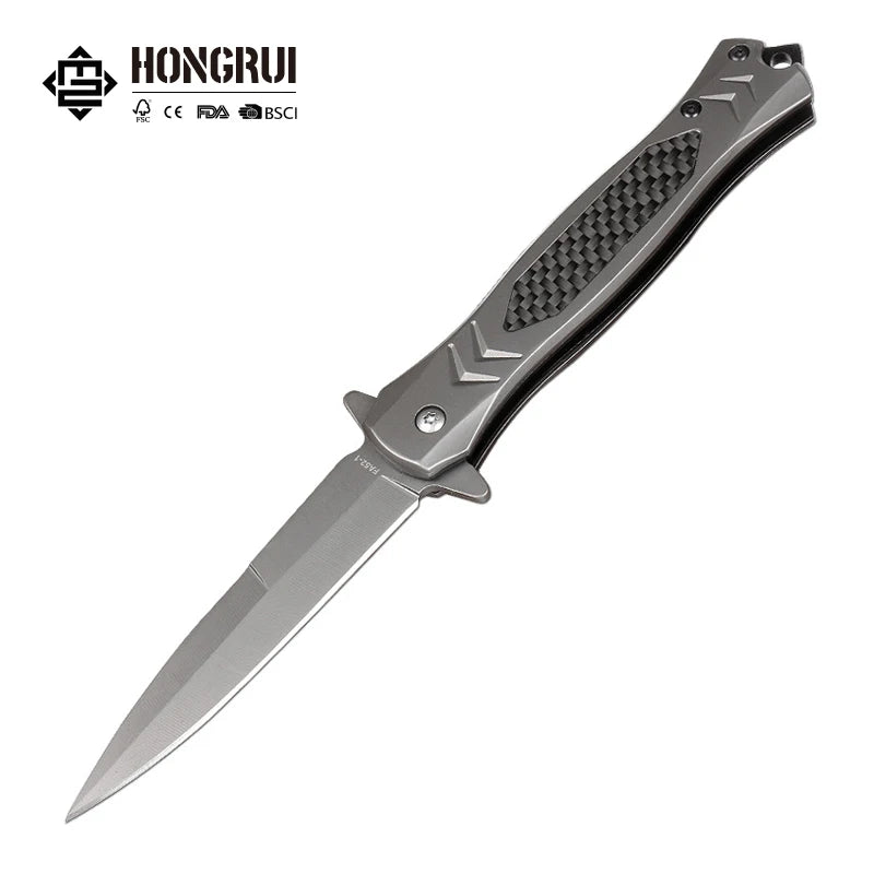 Hongrui 2026 New Design Gentleman's Outdoor Folding Knife Titanium-coated Surface with 3cr13 Blade and Stainless Steel Handle