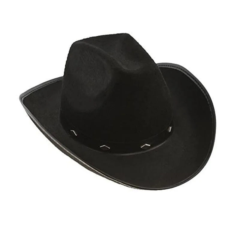 Unisex Cowboy Western Hat Men Casual Party Outdoor Travel Custom Black Wool Felt Striped Style Suede Straw Material Wholesale