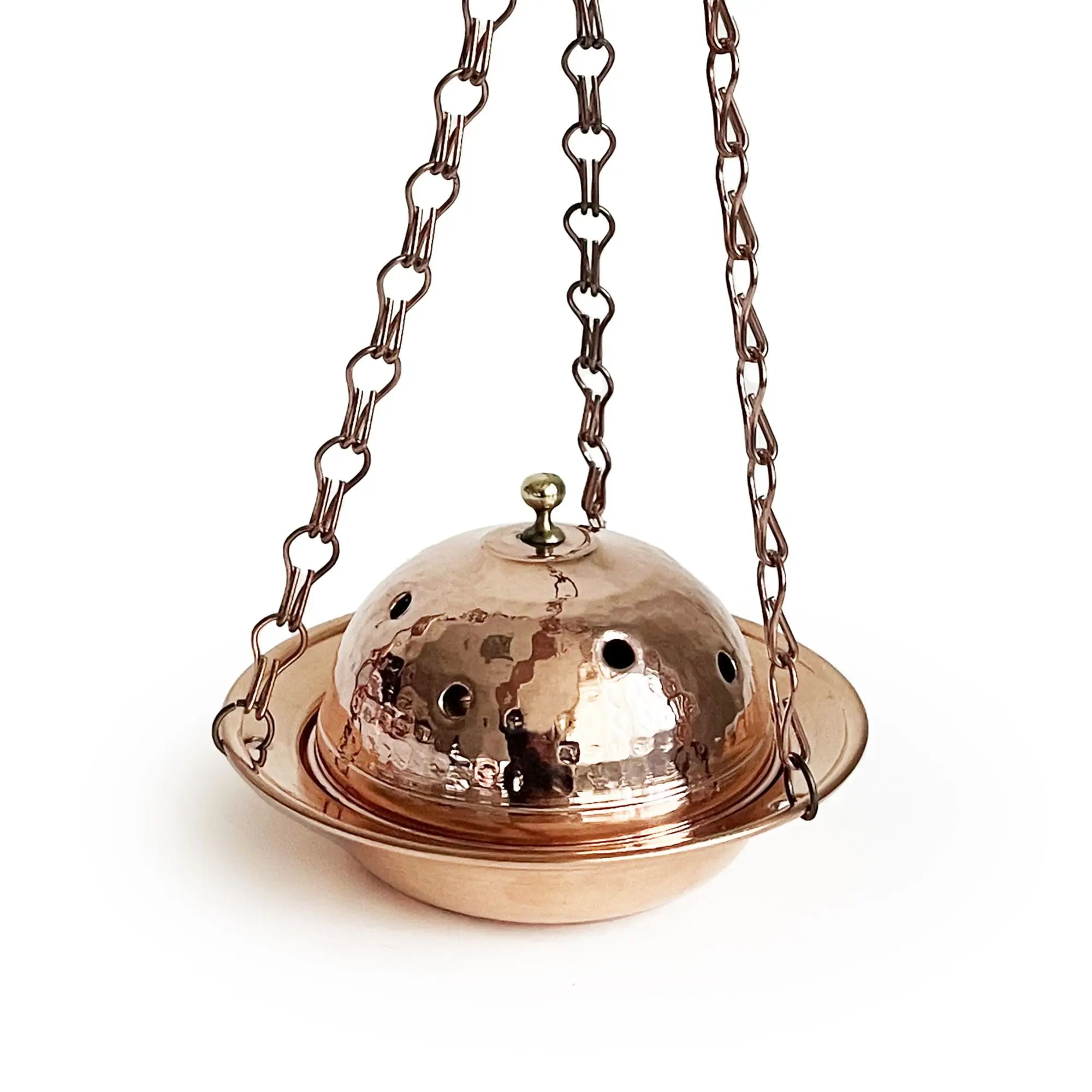 Handmade Copper Traditional Design Hanging Incense Burner Yoga Meditation Steam Spiritual Gift Candle Holder With Lid