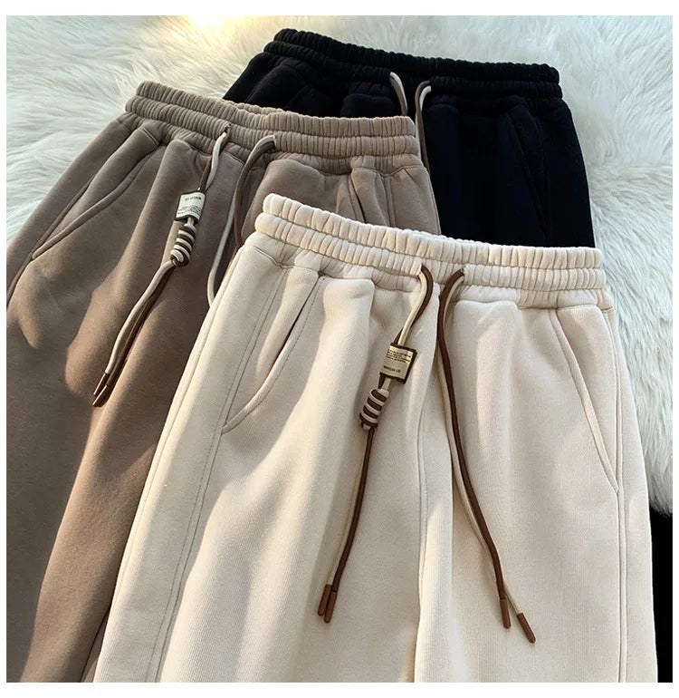 Factory Sweatpants Clothing Manufacturers Custom Breathable Thick Cotton Fleece Elastic Waist Drawstring Bulk Sweatpants