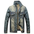 Men's Thick Fleece Winter Denim Jacket with Stylish Fur Collar and Durable Warmth for Everyday Fashion Wear