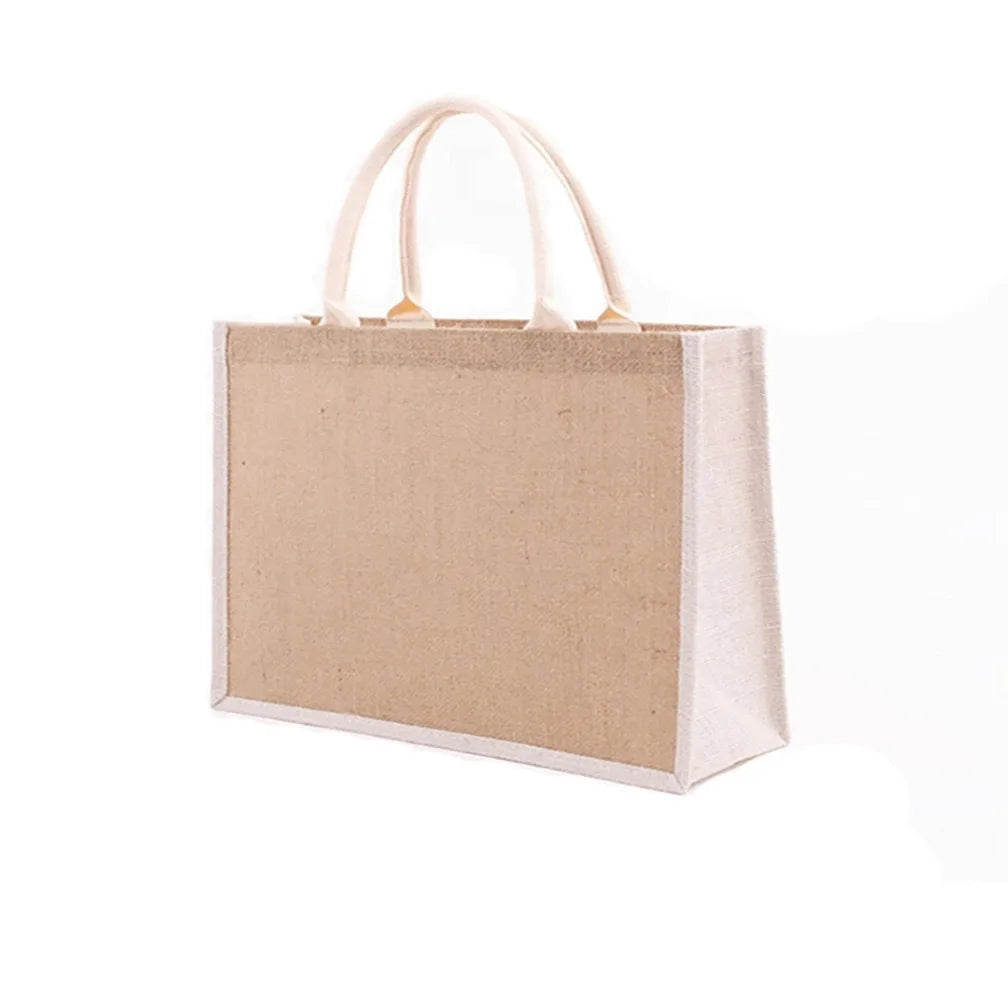 Natural Burlap Reusable Grocery Shopping Online Wholesale Packing Tote Jute Bag