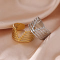 Fenyi Wholesale Jewelry Fashion Personality Simple Line Collar Geometric Gold-plated Stainless Steel Open Ring Women