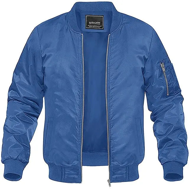 OEM Fall 2023 Full Zip Casual Bomber Jackets for Men Windbreaker Outdoor Polyester Fabric Coats Men's Lightweight Bomber Jac