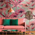 Germany Made Modern Jungle Blue Pink Non Woven Vinyl Wall Mural Plants Light Resistant Removable Bedroom Dining Large Format