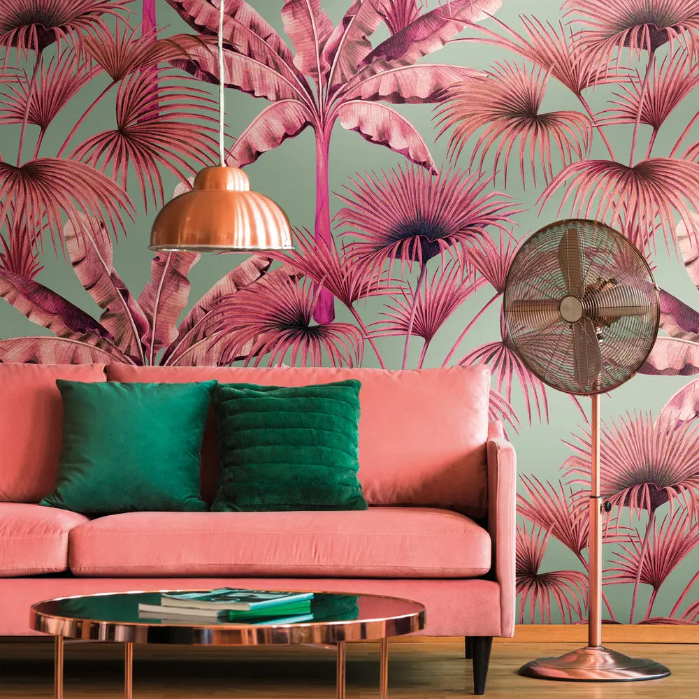 Germany Made Modern Jungle Blue Pink Non Woven Vinyl Wall Mural Plants Light Resistant Removable Bedroom Dining Large Format