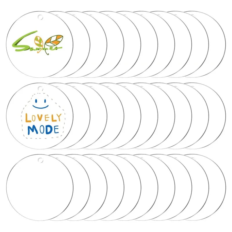 2Inch Circle Acrylic Blanks with Hole Clear Acrylic Discs Circles Bulk for Keychains Ornament Painting and Vinyl Crafts Projects