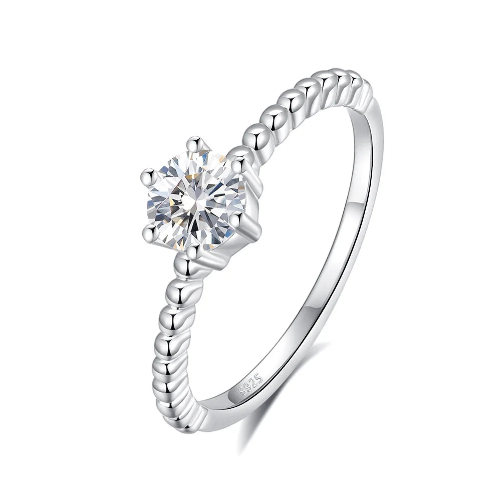 Trendy 0.5ct 925 Rhodium Plated Zircon Fine Ring for Wedding Engagement Anniversary or Party Gift