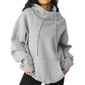 Customizable Women's Casual Two-Piece Set Oversize Fleece Pullover Hoodie and Lined Sweat Pants Available for Wholesale