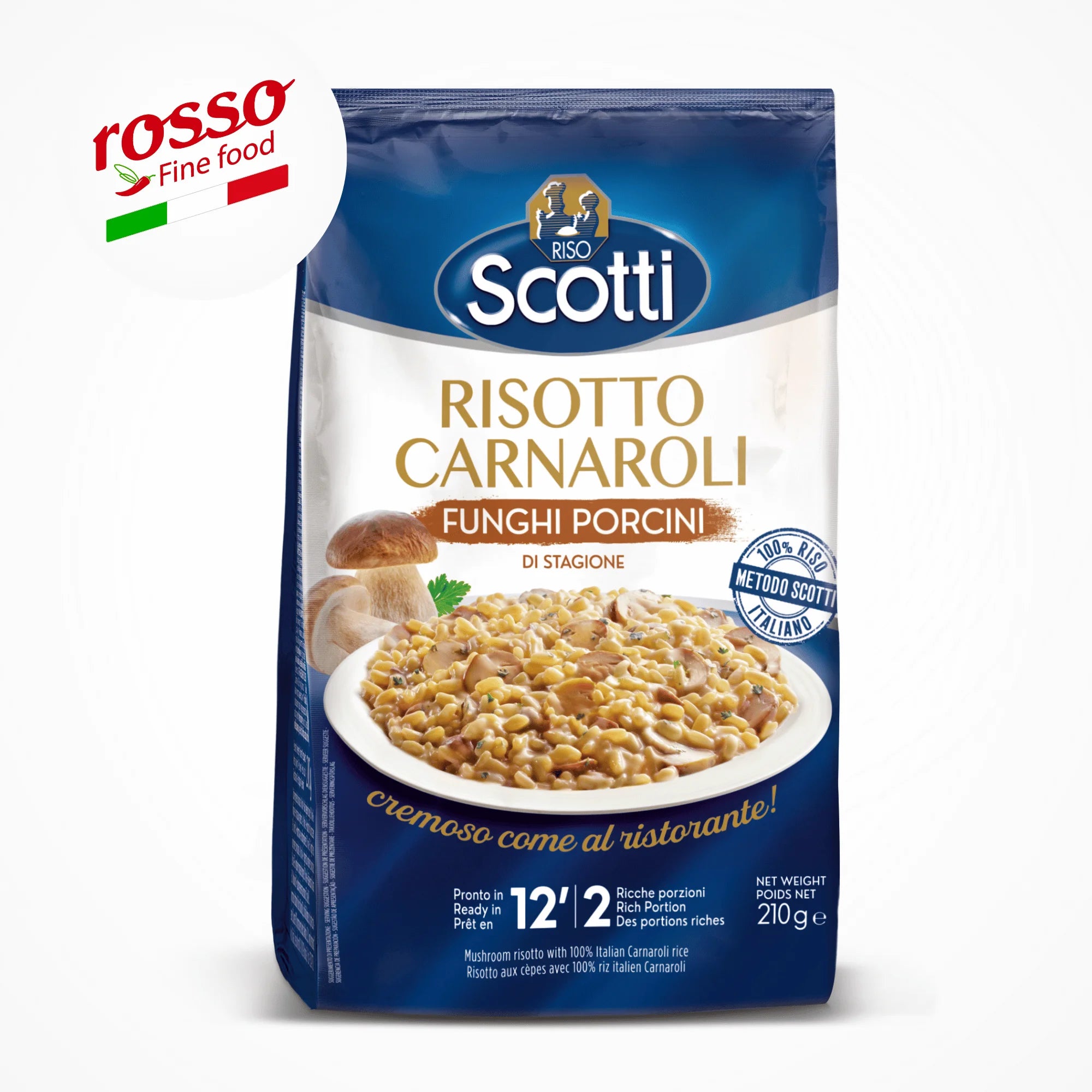 Italian Brand Carnaroli Rice with Porcini Mushrooms Dried/Fresh Instant Ready to Eat for Risotto