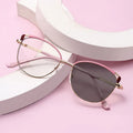2025 Newest Vintage Alloy Hollow Cat Eye Glasses Frames Women Photochromic Anti Blue Light Eyeglasses