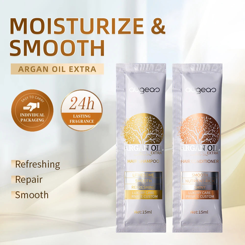 Manufacturer Wholesale Price in Stock Hair Care 15ML Sachet Argan Oil Hair Shampoo and Conditioner