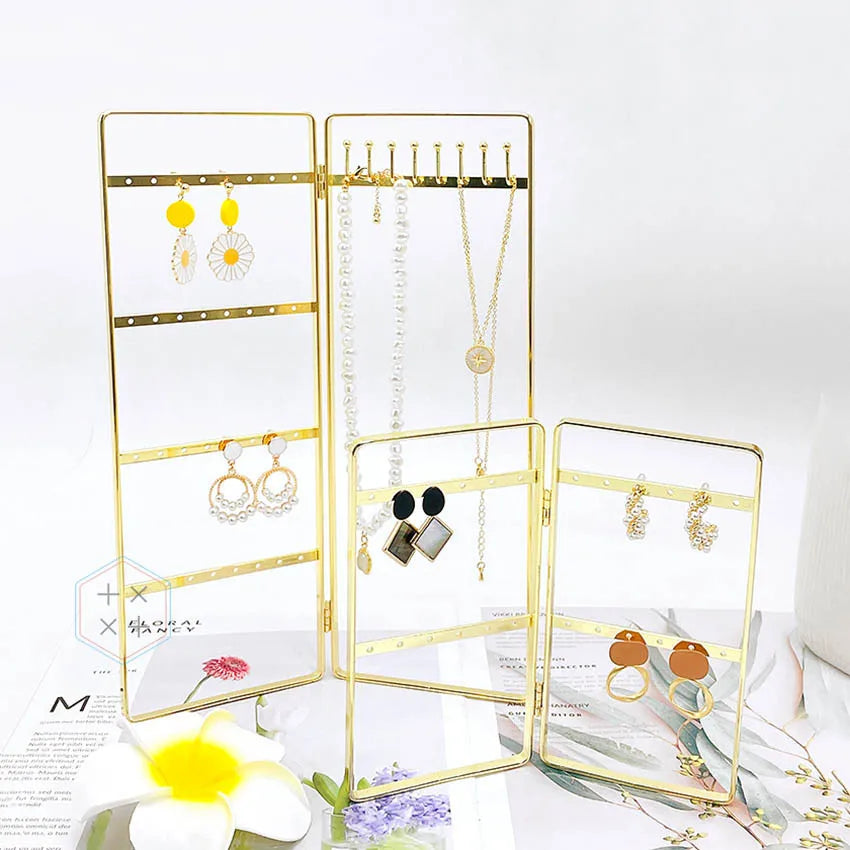Customized Gold Metal Luxury Store Jewelry Display Stand with Portable Modern Design