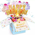 Happy Birthday Greeting Card 3D Popup Birthday Cards Box with Note Card and Envelope Pink Birthday Gifts for Women Girls