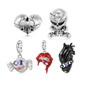 Heart-shaped Skull and Red Lips Authentic 925 Sterling Silver Fine Enamel Beads for Women Charm Bracelet Jewelry Dropshipping