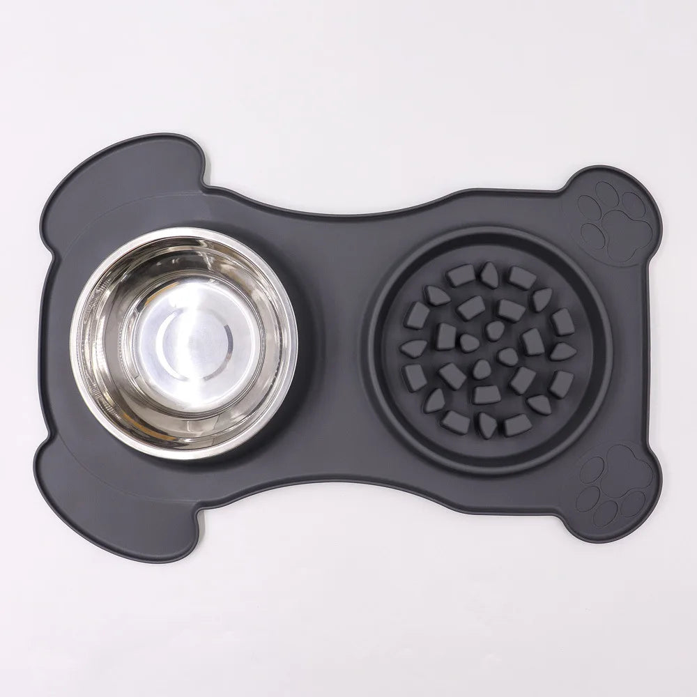Silicone Pet Licking Pad 2 Grid Non Slip Dog Slow Food Plate Feeding Mat With Suction Cups