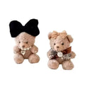 New Pearl Bowknot Teddy Bear Plush Charm Keychain Doll Keyring Pendant Animal Phone Key Chain Stuffed Toys Bag Hanging for Women