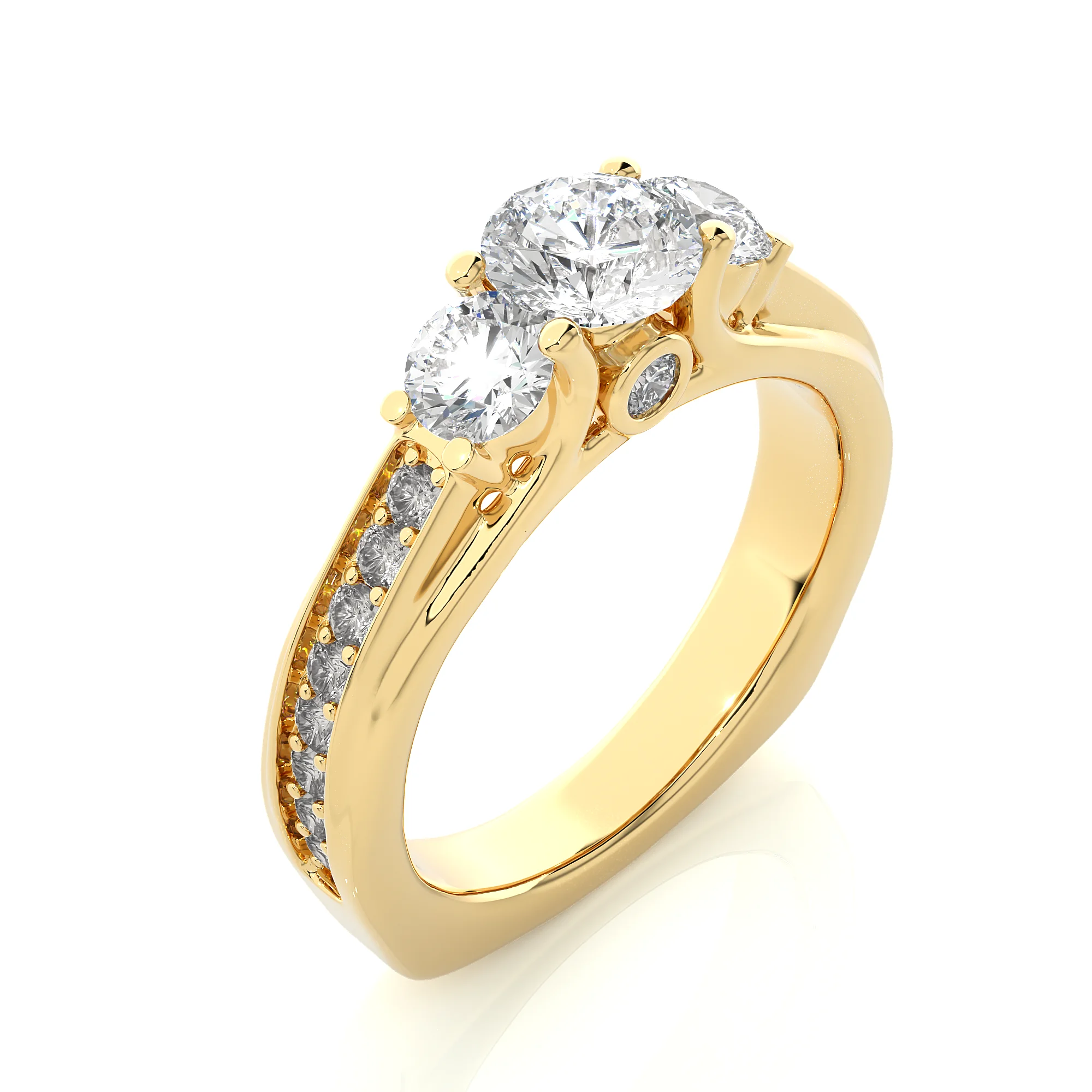 OMKAR JEWELS Lab Grown Diamond Engagement Wedding Ring 1.98ct IGI Certified 14K Gold Plated Brilliant Cut Classic Style Women's