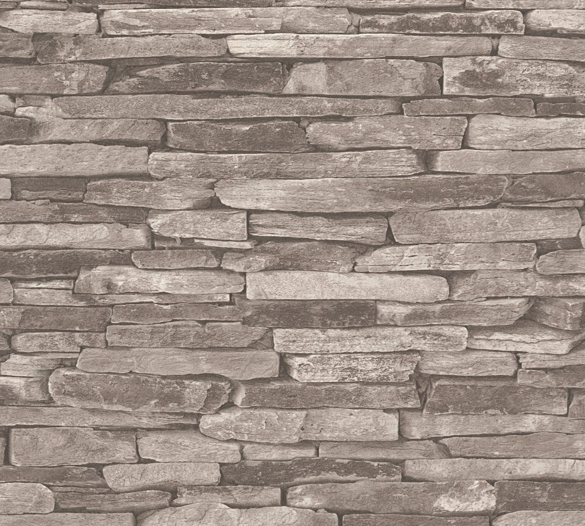 Made in Germany - Wallpaper rolls Stone Grey Cream Black - Non Woven Vinyl - Wallpaper Stone Look for Walls - 1005 x 053 m
