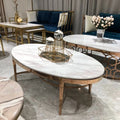 Living Room Tables White Marble Luxury Gold Metal 304 SS Frame Glass Coffee Table Set Furniture