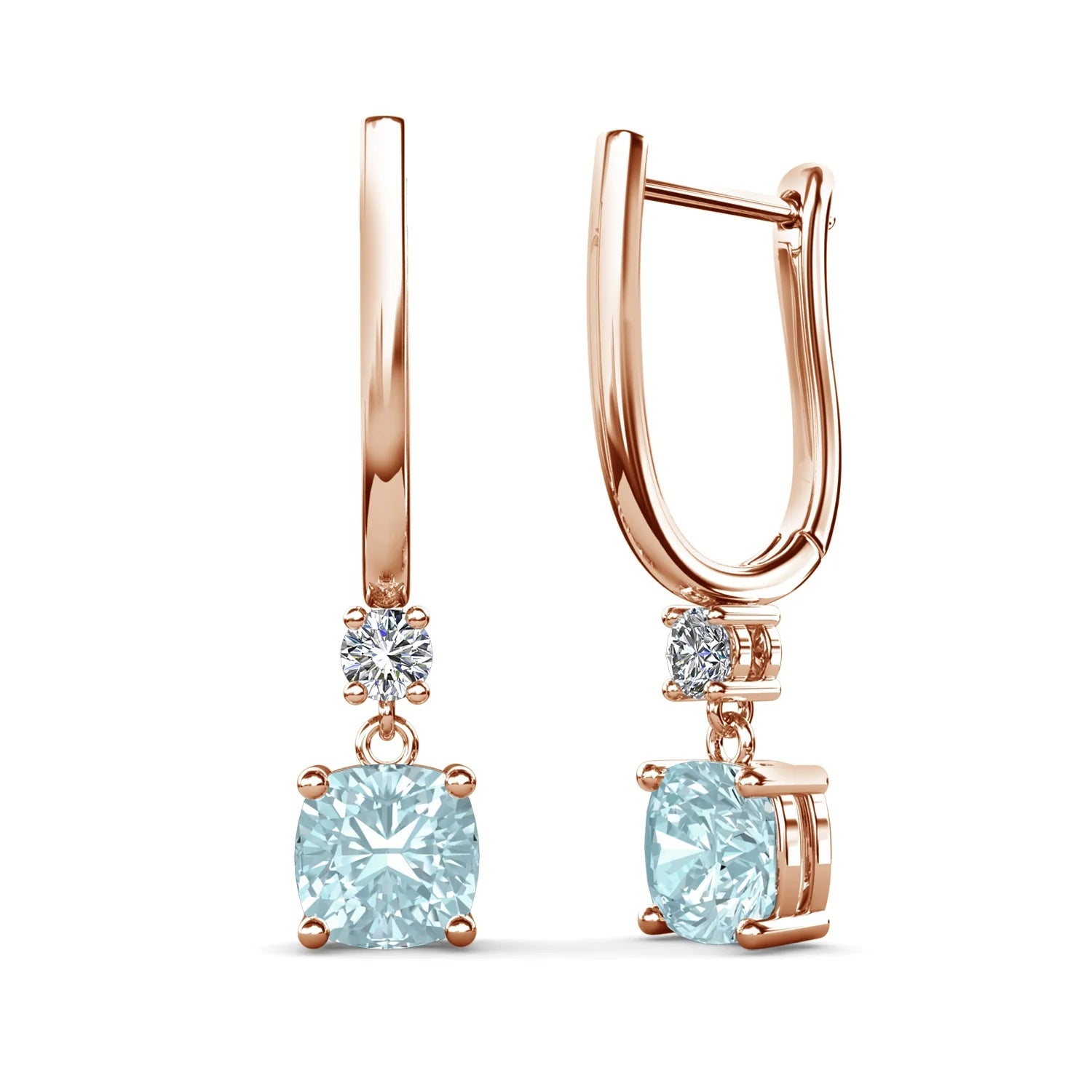 2024 Natural Gem Stone Cushion Cut Sky Blue Topaz Women Jewelry 925 Sterling Silver Huggie Hoop Drop Earrings Destiny Jewellery