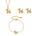 Cute Balloon Dog 3 Piece Jewelry Set Micro-Pavé Cubic Zirconia Stainless Steel Necklace Earrings Bracelet MegaBDM