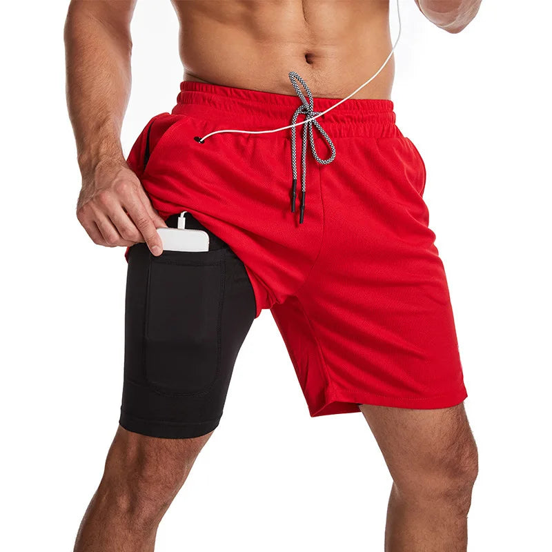 Men's 2-in-1 Running Shorts  Mesh Quick-Dry 5-Inch Sporty  Casual Fitness Shorts for Jogging