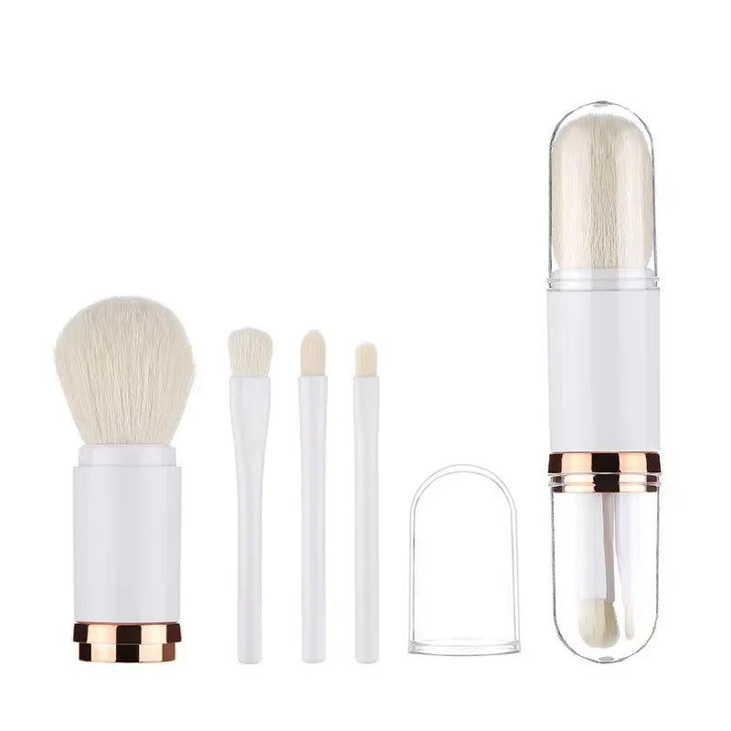 Skylark 4-in-1 Retractable Capsule Makeup Brush Set-Dual-Ended Travel-Friendly Brushes for Face Eyeshadow & Blush Highlight