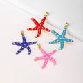 QIKU Wholesale Enamel Starfish Charms Gold Plated Ocean Sea Life Copper Charms for Jewelry Necklace Making