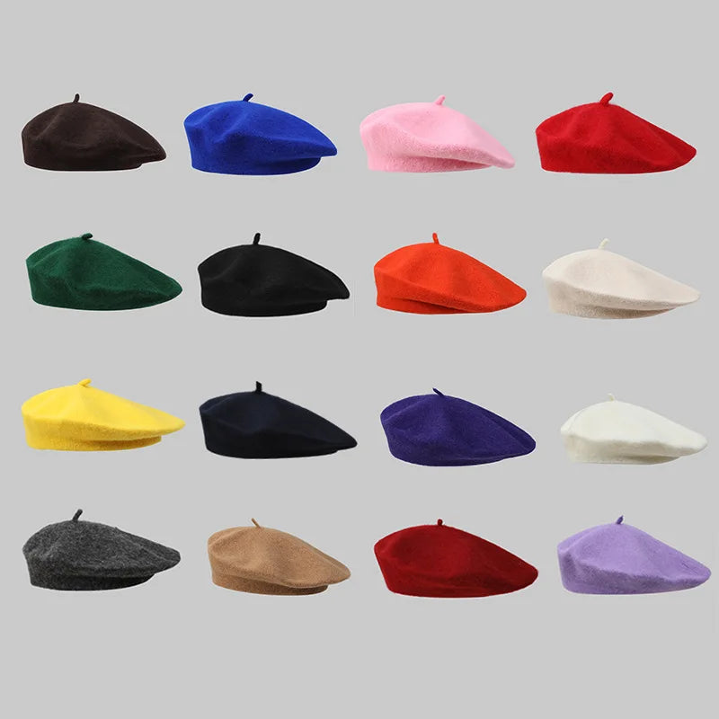Wool Beret Hat French Style Beanie Hats Artist Beanie Beret Party Hats Fashion Ladies Beret Caps for Women Girls Lady
