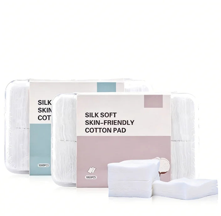 Skylark 1000-Count Non-Woven Silk-Soft Lightweight Skin-Friendly 5.3x6cm 1-Layer Rectangle Daily Cleaning Cotton Pad Model