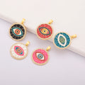 QIKU Wholesale Gold Plated Eye Pendant Set Colorful Enamel & Cubic Zirconia Design Fashion Jewelry for Necklace Making