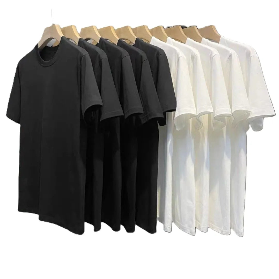 China Bangladesh Factory Price OEM Customized Logo Embroidery 200g CVC Blank Round Neck Short Sleeve Loose Fit Summer T Shirt
