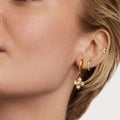 J&D 18k Gold Stainless Steel White Zircon Four-Point Star Hoop Earrings Pack Set of Three Fashionable and Versatile MegaBDM