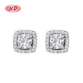 Chic Silver Square Stud Earrings Wholesale Women's AAA Zircon Fashionable Personalized 925 Silver Jewellery Enamel Earring