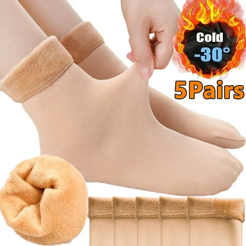 Women Men Winter Warm Thicken Wool Cashmere Snow Socks Velvet Thermal Sleep Solid Color Floor Sock Skin Seamless Soft