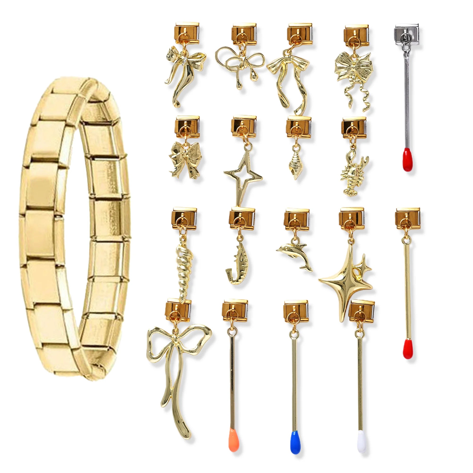 Popular 18k Gold Plated Italian Charm Pendants Stainless Steel Large Sized butterfly Matches Clouds Italian Charm Bracelet