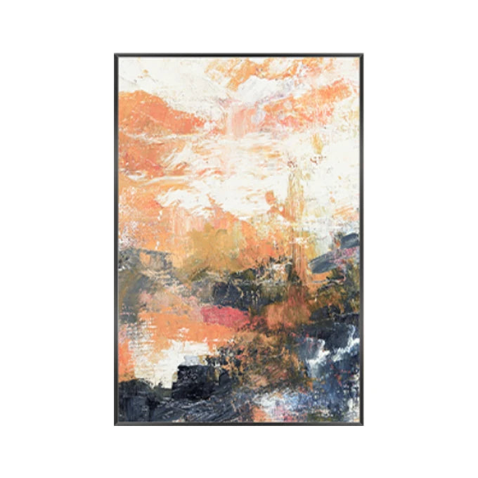 Modern Abstract Wall Art Orange Custom Painting Print on Canvas for Living Room Home Decor
