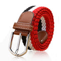 WELLWIN Fashion Casual Alloy Buckle Adjustable Length Men Women Elastic Polyester/Rubber Braided Waist Belt 40 Colors Custom