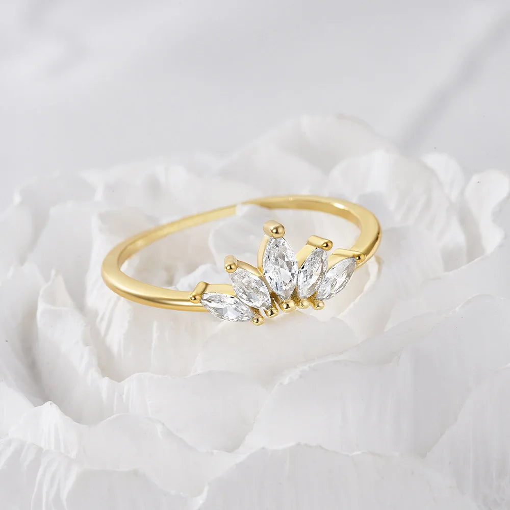 Aimgal Fine Jewelry Tarnish Free S925 Sterling Silver Marquise Diamond Index Finger 18K Gold Plated Ring