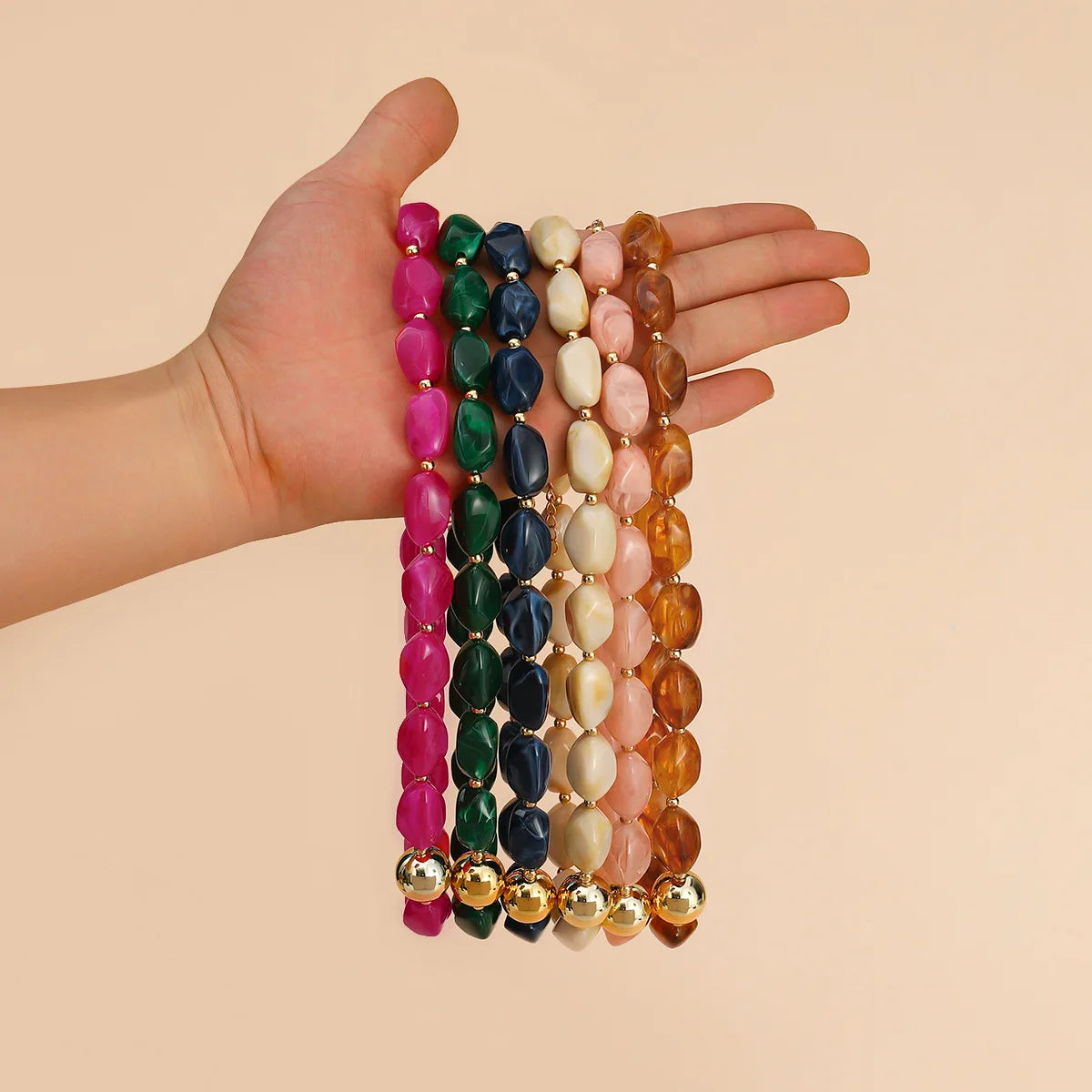 PFT Acrylic Exaggerated Colored Ball-Shaped Bead Necklace Trendy Fashionable Versatile Round Bead Collarbone Chain Women Gift MegaBDM