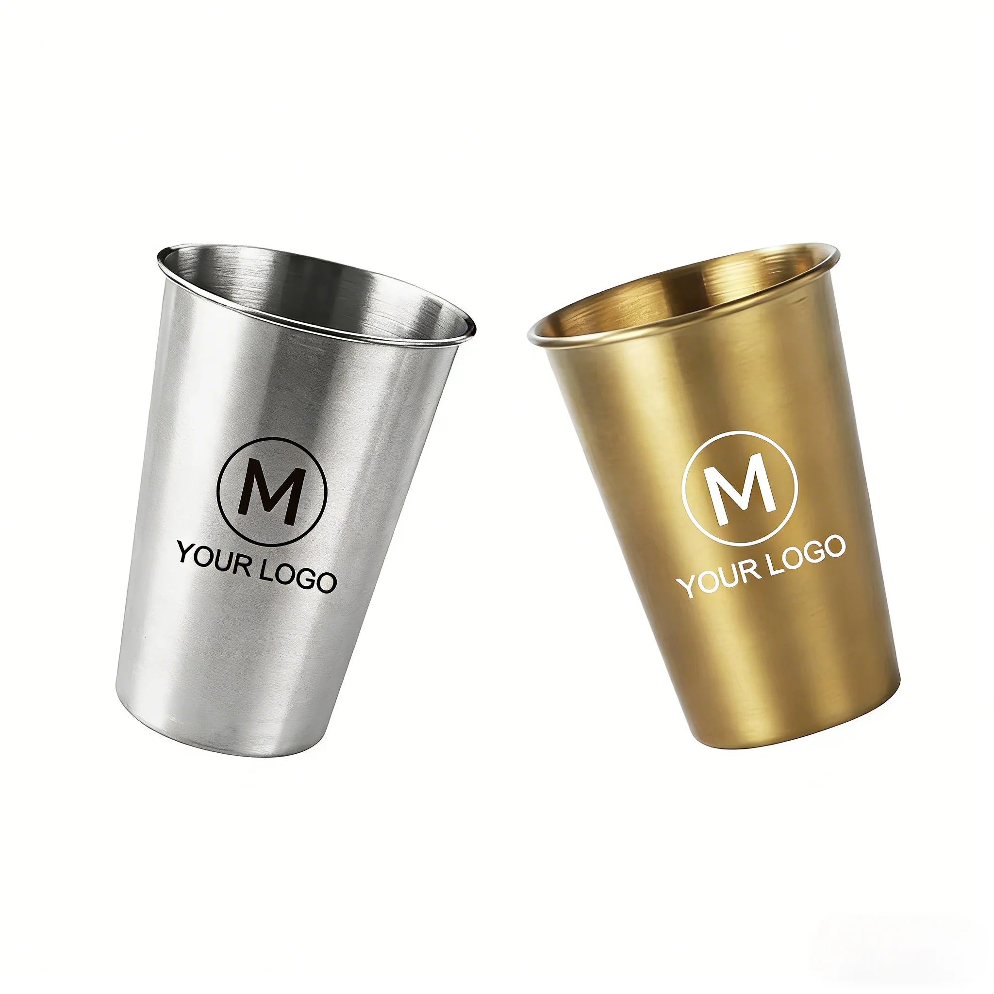 Stainless Steel Pint Cups Shatterproof Cup Tumblers Unbreakable Metal Drinking Glasses for Bar Home Restaurant