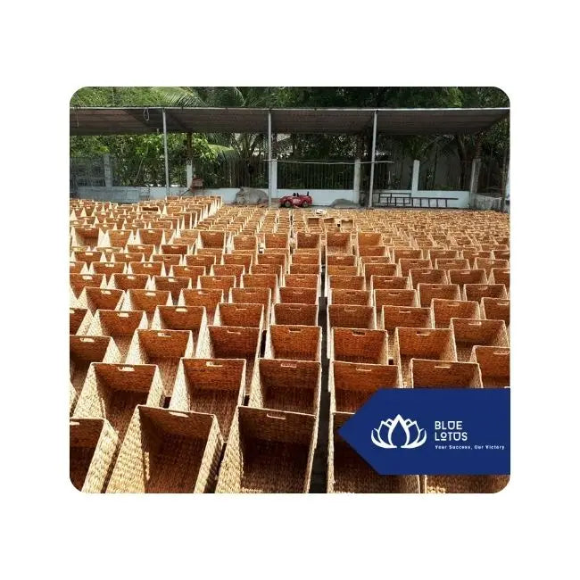 High-quality handmade tray basket using hyacinth for rustic cozy minimal interiors From Blue Lotus Vietnam