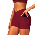 GC High Waist Yoga Shorts for Women Cross Waist Pocket Tight Yoga Pants Outdoor Running Cycling Sports Shorts Summer New YG293 MegaBDM