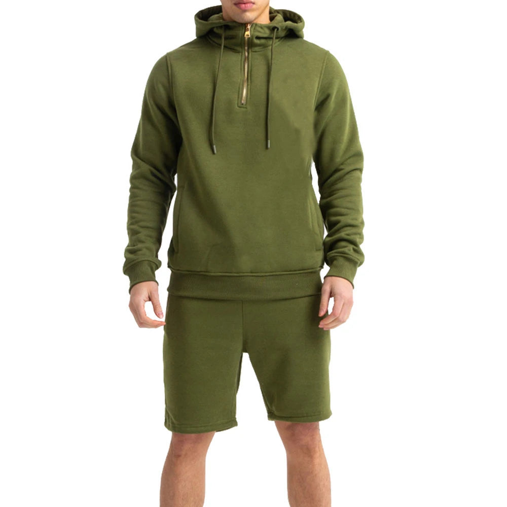 Best Quality Mens Two Piece Hoodie And Short Sets Hoodies Sets Custom Logo 100_ Cotton Sweat Jogger Tracksuits Short Set