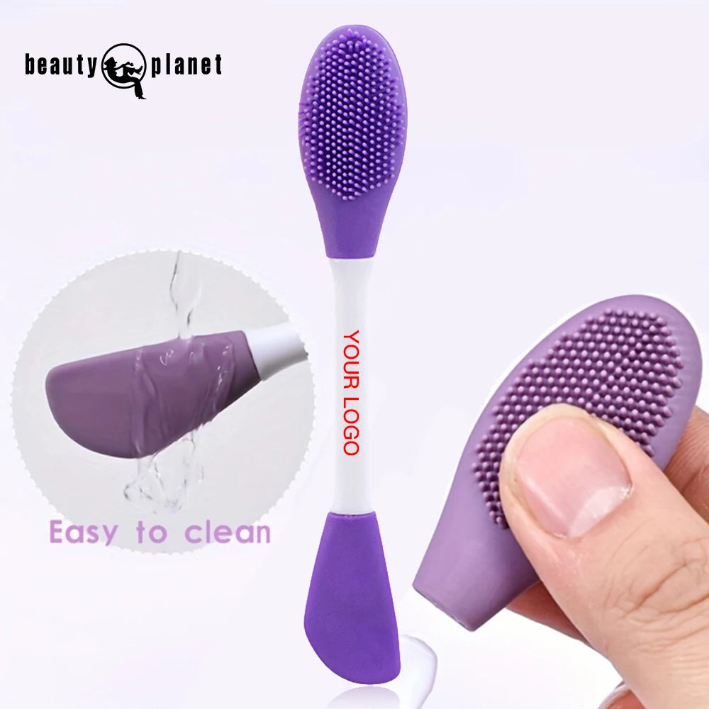 Beauty Planet Double Side Silicone Face Cleaner Brushes Washing Massage Silicone Face Mask Brush Custom Logo Clay Mask Brushes