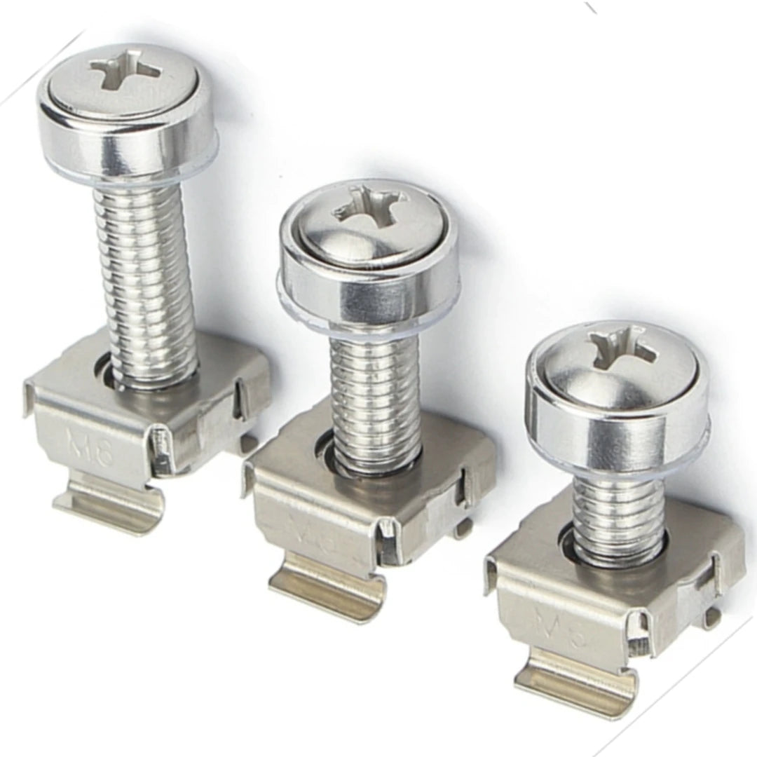 JSCREW Stainless Steel Cage Nuts Screws Washers Set for Server Rack Mounting Network Cabinet Router Shelf